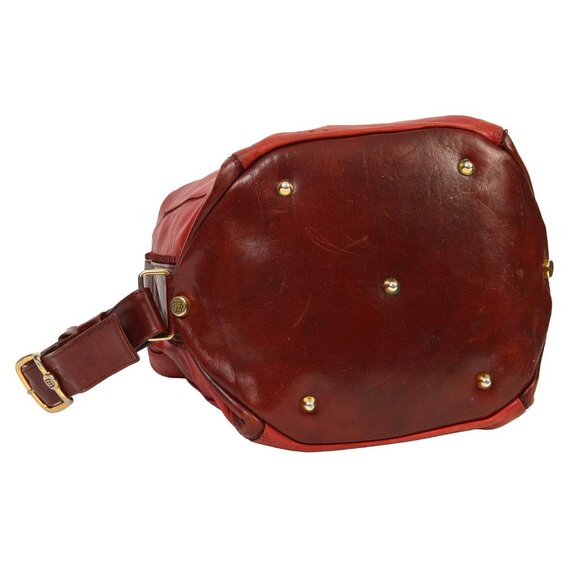 Marino Orlandi Large Dark Red Leather Bucket Bag Made in Italy - Picture 10 of 17